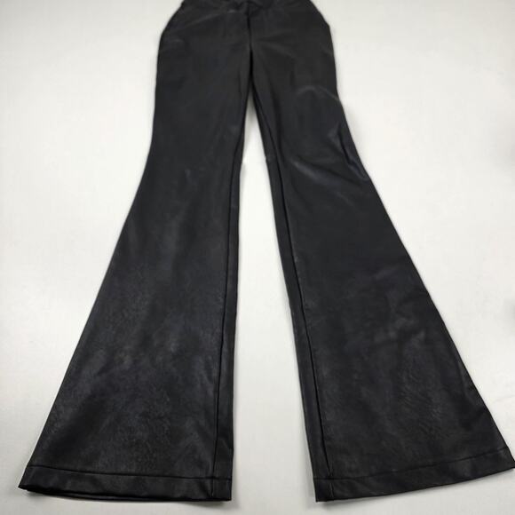 Spanx Pants Womens Small Black Flare Faux Leather‎ Pull On High Rise Stretch - Picture 2 of 13